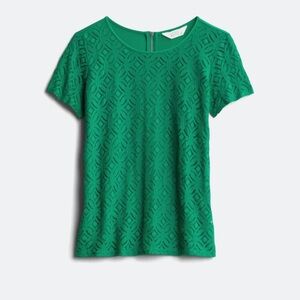 BNWT Market & Spruce Green Hans Crochet Front Mixed Material Blouse